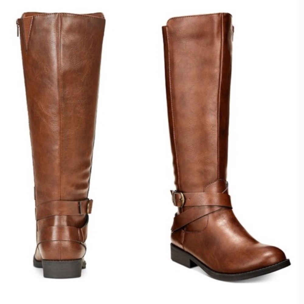 Stylish Flat Buckled Ankle Knee High Riding Boots - Picture 2 of 5